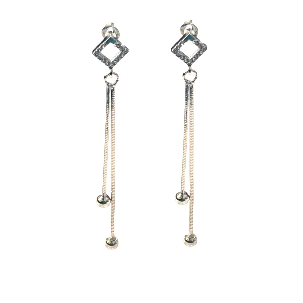 Cubic Zirconia Diamond Dangling Chain Earrings